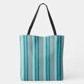 Midden-Century awning stripe - turquoise & grijs Tote Bag (Achterkant)