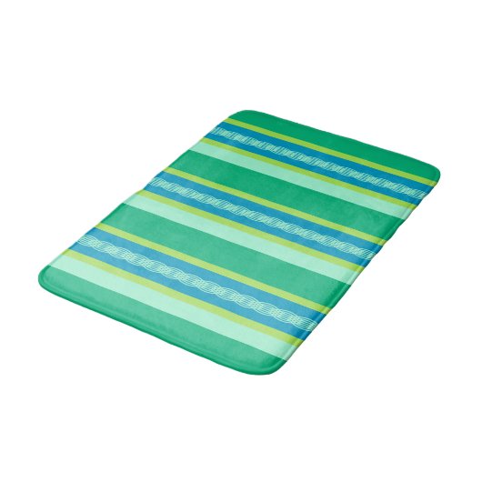 Midden-century Awning Stripes, Jade Green Badmat (Gekanteld)