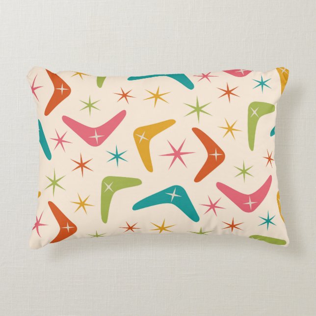 Midden-Century Boomerang met Retro starbursts Accent Kussen (Voorkant)