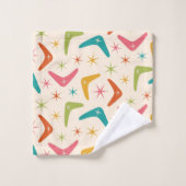 Midden-Century Boomerang met Retro Starbursts Bad Handdoek (Wasdoekje)