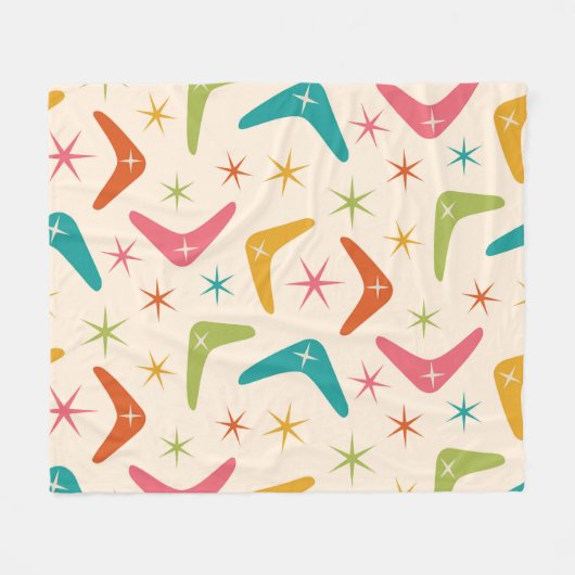 Midden-Century Boomerang met Retro Starbursts Fleece Deken (Voorkant (Horizontaal))