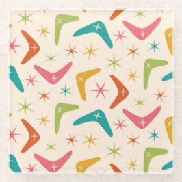 Midden-Century Boomerang met Retro starbursts Glazen Onderzetter