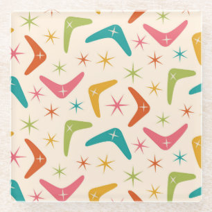Midden-Century Boomerang met Retro starbursts Glazen Onderzetter