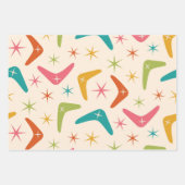 Midden-Century Boomerang met Retro starbursts Inpakpapier Vel (Voorkant 3)