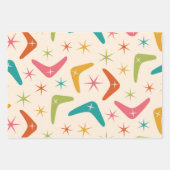 Midden-Century Boomerang met Retro starbursts Inpakpapier Vel (Voorkant 2)
