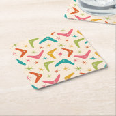Midden-Century Boomerang met Retro starbursts Kartonnen Onderzetters (Schuin)