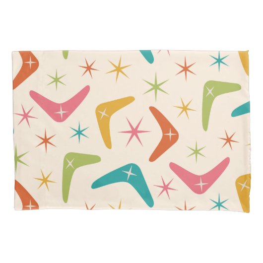 Midden-Century Boomerang met Retro Starbursts Kussensloop (Voorkant)