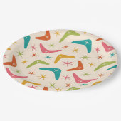 Midden-Century Boomerang met Retro Starbursts Papieren Bordje (Gekanteld)