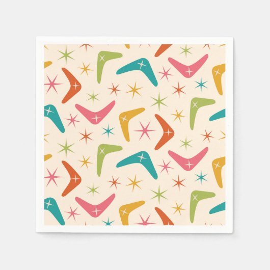 Midden-Century Boomerang met Retro Starbursts Servet (Voorkant)