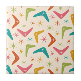 Midden-Century Boomerang met Retro starbursts Tegeltje