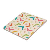 Midden-Century Boomerang met Retro starbursts Tegeltje (Zijkant)