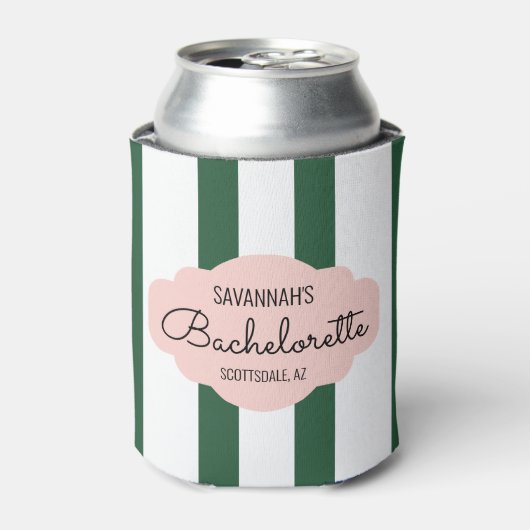 Midden-Century Cabana Stripes Bachelorette/Bridesm Blikjeskoeler (Blikje Voorkant)