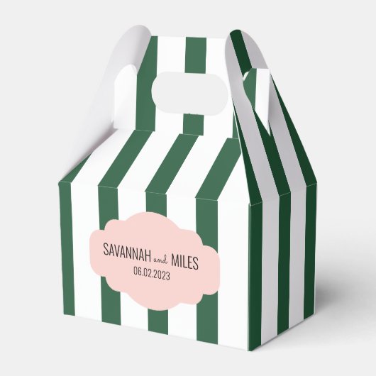 Midden-Century Cabana Stripes Beach Weddenschap Bedankdoosjes (Achterkant)