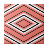 Midden-Century Diamond Pattern Coral Black and Whi Tegeltje (Voorkant)