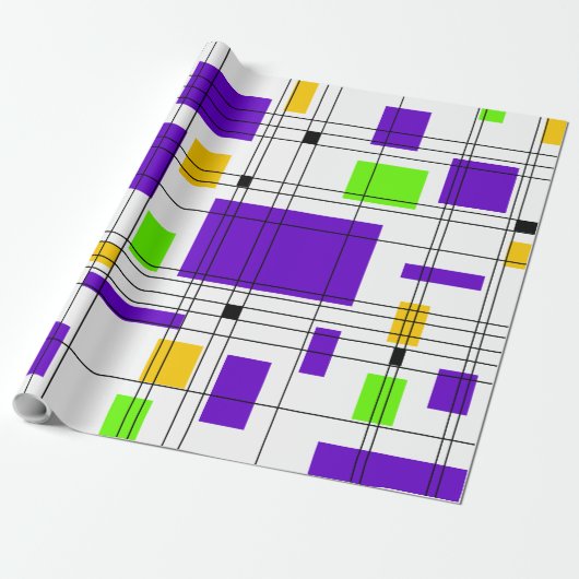 Midden-Century Mardi Gras Cadeaupapier (Uitgerold)