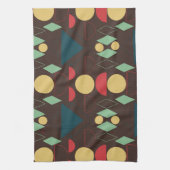 Midden-century Mod Geometric Brown Theedoek (Verticaal)