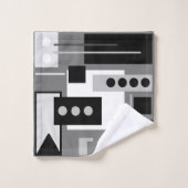 Midden-century Modern Abstract zwart wit en grijs Bad Handdoek (Wasdoekje)