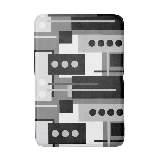 Midden-century Modern Abstract zwart wit en grijs Badmat (Voorkant Verticaal)