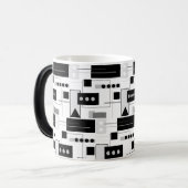 Midden-century Modern Abstract zwart wit en grijs Magische Mok (Voorkant links)