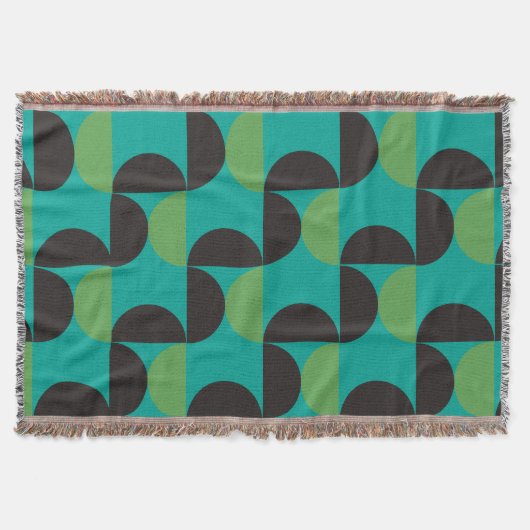 Midden-century Modern Brown green and turkooise Deken (Voorkant)