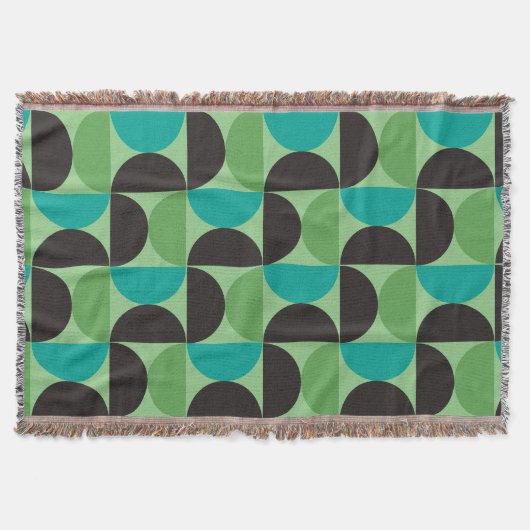 Midden-century Modern Brown green and turkooise Deken (Voorkant)