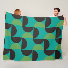 Midden-century Modern Brown green and turkooise Fleece Deken