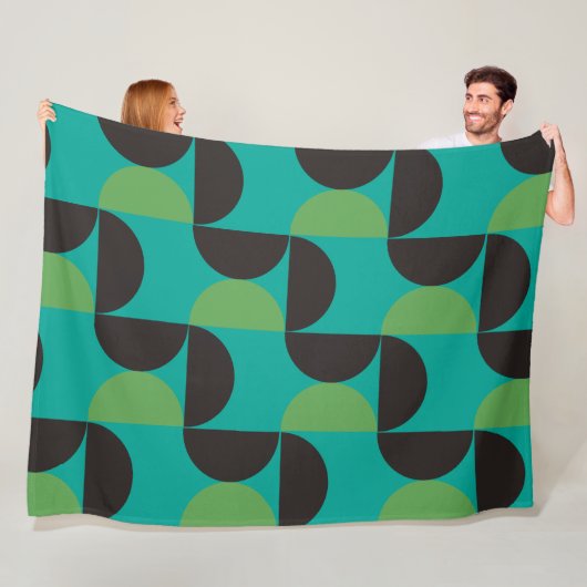 Midden-century Modern Brown green and turkooise Fleece Deken (In situ)