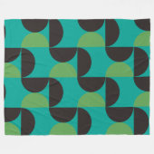 Midden-century Modern Brown green and turkooise Fleece Deken (Voorkant (Horizontaal))