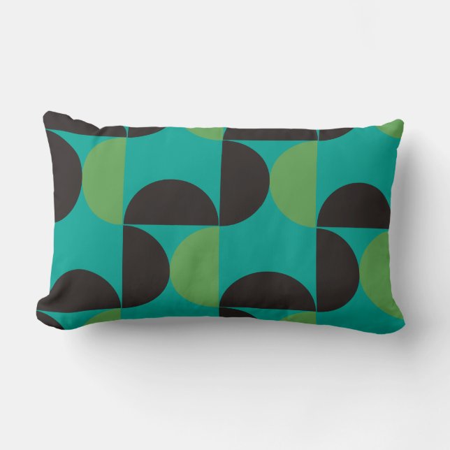 Midden-century Modern Brown green and turkooise Kussen (Voorkant)