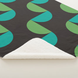 Midden-century Modern Brown green and turkooise Sherpa Deken