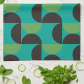 Midden-century Modern Brown green and turkooise Theedoek (Gevouwen)