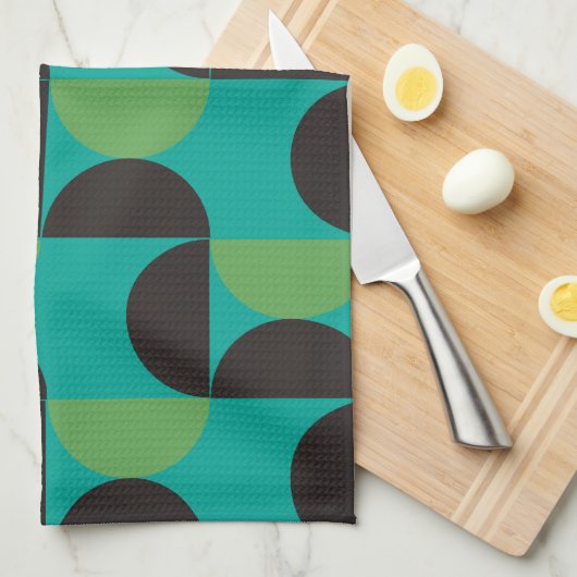 Midden-century Modern Brown green and turkooise Theedoek (Quarter Fold)