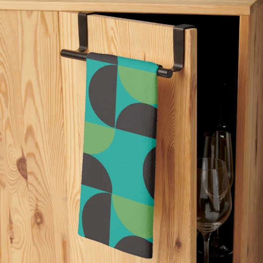 Midden-century Modern Brown green and turkooise Theedoek (Derde Gevouwen)