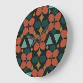 Midden-century Modern Flower Diamond Black Grote Klok (Hoek)