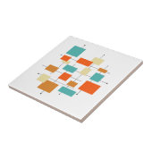 Midden-Century Modern Retro Oranje Turquoise Squar Tegeltje (Zijkant)
