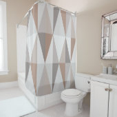 Midden-Century Modern Triangles Brown Douchegordijn (In situ)