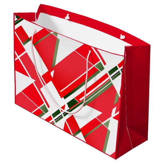 Midden-century modern wit rood met groene elemente groot cadeauzakje (Achterkant Gekanteld)