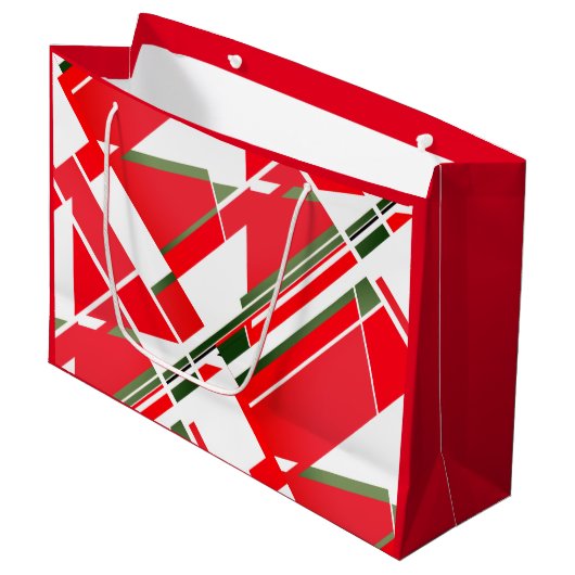 Midden-century modern wit rood met groene elemente groot cadeauzakje (Voorkant Gekanteld)