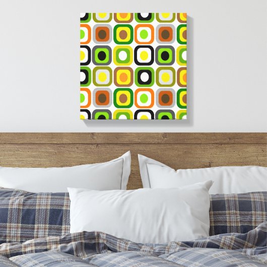 Midden-Century Modern Wrapped Canvas Abstracte vie (Insitu (Slaapkamer))