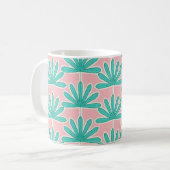 Midden-Century Palm leaf roze Koffiemok (Voorkant links)