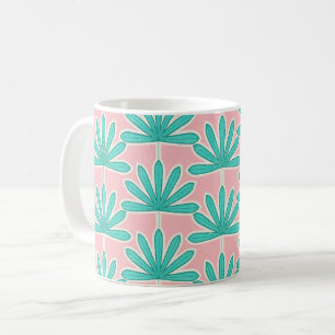Midden-Century Palm leaf roze Koffiemok