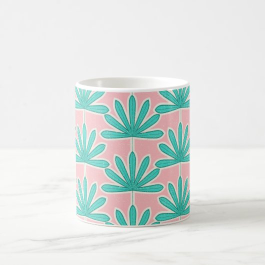 Midden-Century Palm leaf roze Koffiemok (Center)