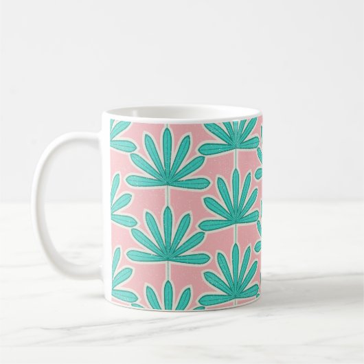 Midden-Century Palm leaf roze Koffiemok (Links)