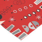 Midden-Century Red Abstract  Korte Tafelloper (Hoek)