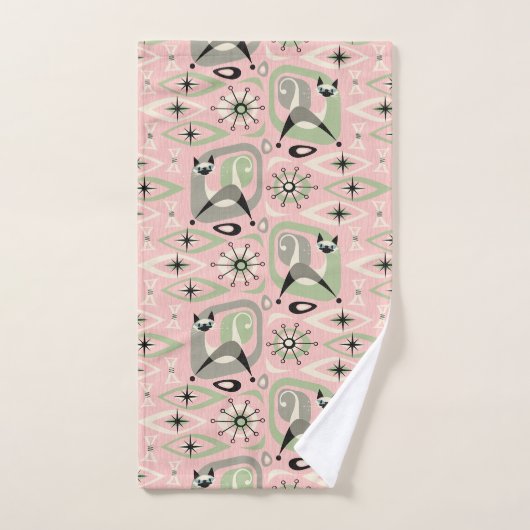 Midden-Century Siamese Cat Abstract Bad Handdoek (Handdoek)