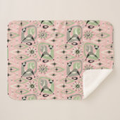 Midden-Century Siamese Cat Abstract Sherpa Deken (Voorkant (horizontaal))