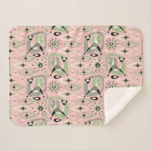 Midden-Century Siamese Cat Abstract Sherpa Deken
