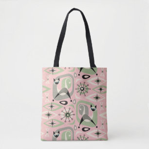 Midden-Century Siamese Cat Abstract Tote Bag