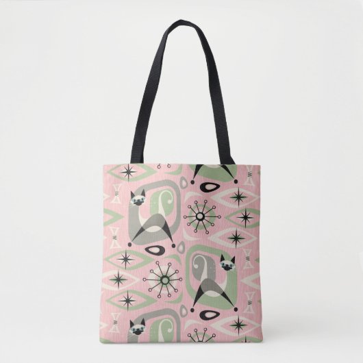 Midden-Century Siamese Cat Abstract Tote Bag (Voorkant)