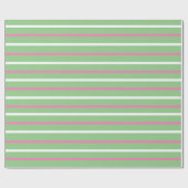 Midden-Century Snoep Striped Green Roze Kerstmis Cadeaupapier (Vlak)